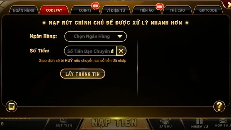 Hướng dẫn nạp tiền cổng game VND88